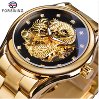 Forsining Montre pour hommes Dragon Squelette Montres mécaniques automatiques Montre à bracelet en acier inoxydable Montre pour hommes Montre étanche Reloj