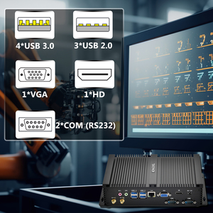 มินิพีซีเงียบในสต็อก US, i7หลัก8th แท้ CPU, จอแสดงผลคู่4K, พีซีอุตสาหกรรมที่มี RS232 2xcom, พัดลม, เคสโลหะเต็มตัว - Product Image 4