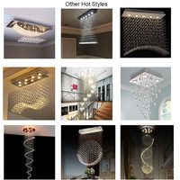 Lustre long linéaire de villa en cristal K9 avec télécommande LED, hauteur réglable, grand lustre de luxe pour couloir et escalier