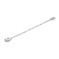 Cuillère à bar en acier inoxydable jetable à double tête avec long manche torsadé en métal
