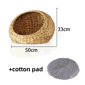 Комфортный тканый домик для домашних животных из ротанга в скандинавском стиле, полукруглое гнездо для домашних животных из водяного гиацинта в стиле кемпинга, кровать для собак и кровать для кошек - Product Image 6