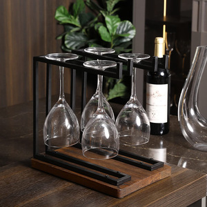 Wine Glass Rack Metal Wood 5-9 Stemware Storage Display <b>Tabletop</b> Floor Standing - Product Image 2