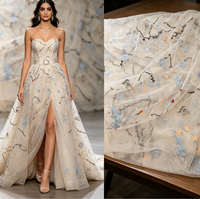 Édition limitée premium |   Haute qualité à prix abordable |   Tulle brodé à la main avec des motifs d'oiseaux et de fleurs, style français |   pour robes de mariée