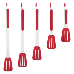 Yingrun Silicone Food Clips Stainless Steel Red Non Stick Kitchen Tools For Frying <b>Grilling</b> Steak Salad Bread - Product Image 1