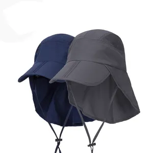 새로운 접는 태양 어부 모자 빠른 건조 야구 모자 얼굴 목 커버 플랩 UV 보호 스포츠 모자 양동이 모자