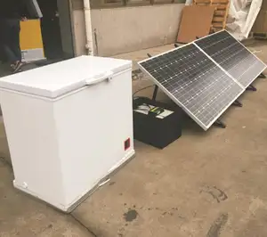 Congelador DC 12V/24V Puerta plegable de descongelación manual de doble temperatura para uso doméstico en hoteles-alimentado por batería solar eléctrica