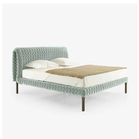 Cadre de lit simple moderne pour canapé-lit jumeau en cuir rembourré inclinable intelligent en tissu de bois massif Lit intelligent pour hôtel ou maison