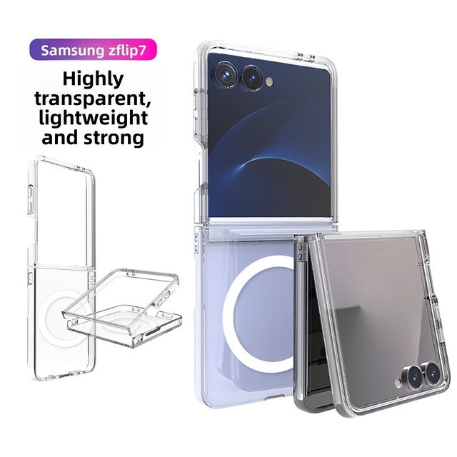 Magnetic TPU Fold Phone Case for Z Flip7 Flip8 Full Cover Anti-scratch Transparent Shockproof Protective Shell