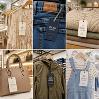 Étiquettes personnalisées en papier pour vêtements, découpées sur mesure, avec logo de marque, code-barres et étiquettes d'entretien pour la mode, vente au détail, vente en gros et fournisseur en vrac