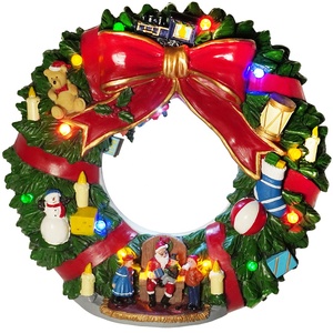 Guirnalda musical de resina con luces Led para colgar en la pared decoración navideña con Papá Noel y niños, venta al por mayor - Product Image 4