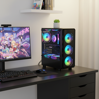 Boîtier PC Full Tower Pcooling avec panneaux latéraux en verre trempé, éclairage RGB, ports USB 3.0 pour ordinateur de jeu, design à haut débit d'air