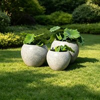 Pot Bunga Fiberglass Bulat Tahan UV, Tahan Air, Tahan Embun Beku, Dekorasi Luar Ruangan untuk Taman, Villa, Hotel