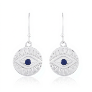 Boucles d'oreilles Nazar en argent sterling 925 – Bijoux pendantes œil de lapis-lazuli - Product Image 1