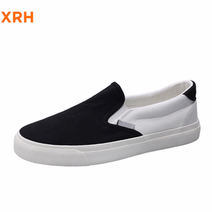 XRH Wholesale Color Blocking Custom Logo Flats Canvas <strong>Shoes</strong> Black White Slip on Casual Canvas Trendy <strong>Shoes</strong> for Women Mens Unisex - Product Image 1