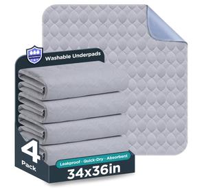 Tappetini Lavabili Impermeabili Grigi 86x91 cm per Incontinenza, Assorbenti per Letto Riutilizzabili per Adulti e Anziani - Product Image 1