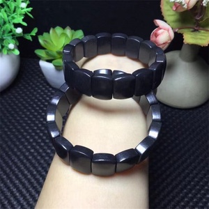 Braccialetto con Anello Singolo in <span class=keywords><strong>Pietra</strong></span> di <span class=keywords><strong>Shungite</strong></span> 10*14mm, Cristallo Naturale Curativo per Feng Shui - Product Image 3