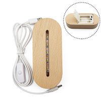 Vente en gros de veilleuse Led 3d ovale en hêtre Base de veilleuse USB Base de lumière LED en bois avec boîtier de batterie