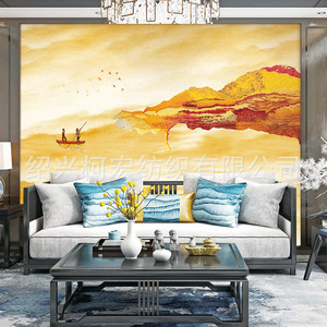 Ke Hong Golden Emperor Embroidered Seamless <b>Wall</b> <b>Covering</b> Textile Chinese Style Living Room Background <b>Wall</b> - Product Image 3
