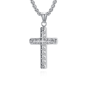 <b>Cross</b> Pendant Stainless Steel Men's Necklace Themed Charm Gift Jewelry - Product Image 1