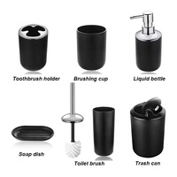 Yuyang 6 pièces en plastique salle de bain ensemble porte-brosse à dents brossage siège rince-bouche tasse combinaison salle de bain accessoires ensemble