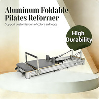 Machine de Pilates Reformer pliable en bois de hêtre et aluminium argenté, pour la maison, le yoga et le fitness, vente directe usine, promotion exceptionnelle