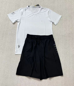 Sommer Herren Sportset, Hautfreundlich, Schnelltrocknend, Kurzarm-T-Shirt und Shorts, 2-teilig, Rundhals, für Workout, Fitnessstudio, Laufen - Product Image 6