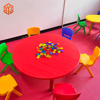 Table ronde en plastique multicolores XYJ pour la maternelle, table d'enfant pour la maternelle, table d'étude pour enfants et chaise