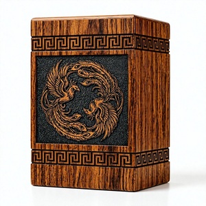 Wooden Cremation Urn Carved <b>Memorial</b> Keepsake <b>Box</b> Decorative Ash Container Adult Funeral Gift - Product Image 1