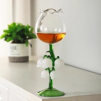 Gobelets à vin en verre rétro soufflé à la main, 230 ml/300 ml, avec motif décoratif