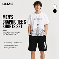 Ensemble Été Homme Décontracté T-shirt Fin Imprimé Sport Jogger Haut Manches Courtes Short 2 Pièces US Pour Hommes Tenue Sportswear