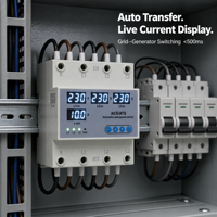 Commutateur de transfert automatique (ATS) triphasé 63A sur rail DIN 4P type PC avec surveillance du courant et protection contre les surtensions et les sous-tensions