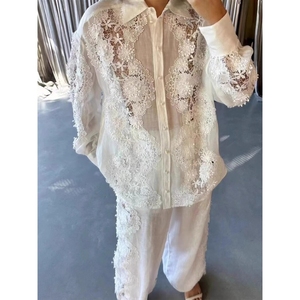 Maglia pesante in <span class=keywords><strong>pizzo</strong></span> a maniche lunghe <span class=keywords><strong>pantaloni</strong></span> elasticizzati a vita alta da donna 2 Set Sehe Fashion - Product Image 3