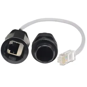 Cabo conector ethernet rj45, conector de ethernet para uso externo, à prova d' água ip68 m20, acoplador rj45, comprimento de 25cm