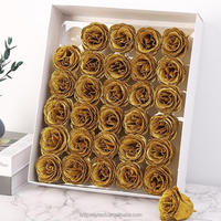 Usine Directe En Gros Bouquet Saint Valentin Mariage Paillettes Fait À La Main Or Rose Tête De Fleur Fleurs Artificielles Rose Boîtes