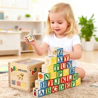 Ensemble de blocs de lettres de l'alphabet en bois personnalisés, blocs d'empilage éducatifs Montessori, jouet d'apprentissage pour tout-petits