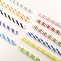 Pailles en papier rayées colorées jetables, pailles en papier robustes pour jus, café, boissons