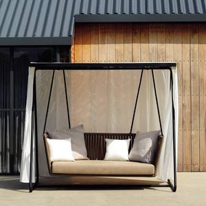 Fauteuil à bascule moderne en rotin à double panier suspendu, balançoire <span class=keywords><strong>d</strong></span>'extérieur, chaise berceau <span class=keywords><strong>nid</strong></span> <span class=keywords><strong>d</strong></span>'<span class=keywords><strong>oiseau</strong></span> pour cour, balcon, maison - Product Image 2