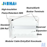 Boîtier de distribution d'alimentation JINHAI série AE, disjoncteur 2-24 voies en plastique ABS/PC, CE MCCB, personnalisé pour intérieur