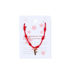 Cavigliera in acciaio inossidabile con nodo a sette stelle, lettera F, cordoncino rosso, fatta a mano, gioiello alla moda per donna - Product Image 1
