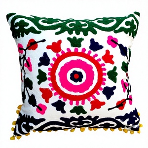 Funda de cojín de algodón puro, fundas de almohada de alta calidad bordadas, indio Suzani, venta al por mayor - Product Image 1