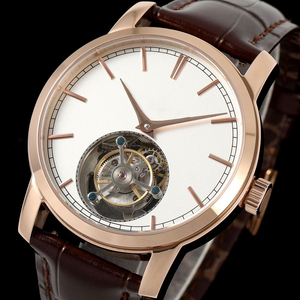 นาฬิกาข้อมือผู้ชาย ระบบออโตเมติก ตัวเรือนสแตนเลสสตีลสีโรสโกลด์ ดีไซน์คลาสสิกระดับไฮเอนด์ หน้าปัดแบบสเกเลตัน พร้อมกลไกตูร์บิญอง เหมาะสำหรับธุรกิจและการใช้งานทั่วไป - Product Image 2