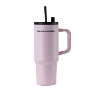 Gobelet de voyage à double paroi 710 ml en acier inoxydable, tasse isotherme sous vide avec poignée, couvercle et paille - Product Image 5