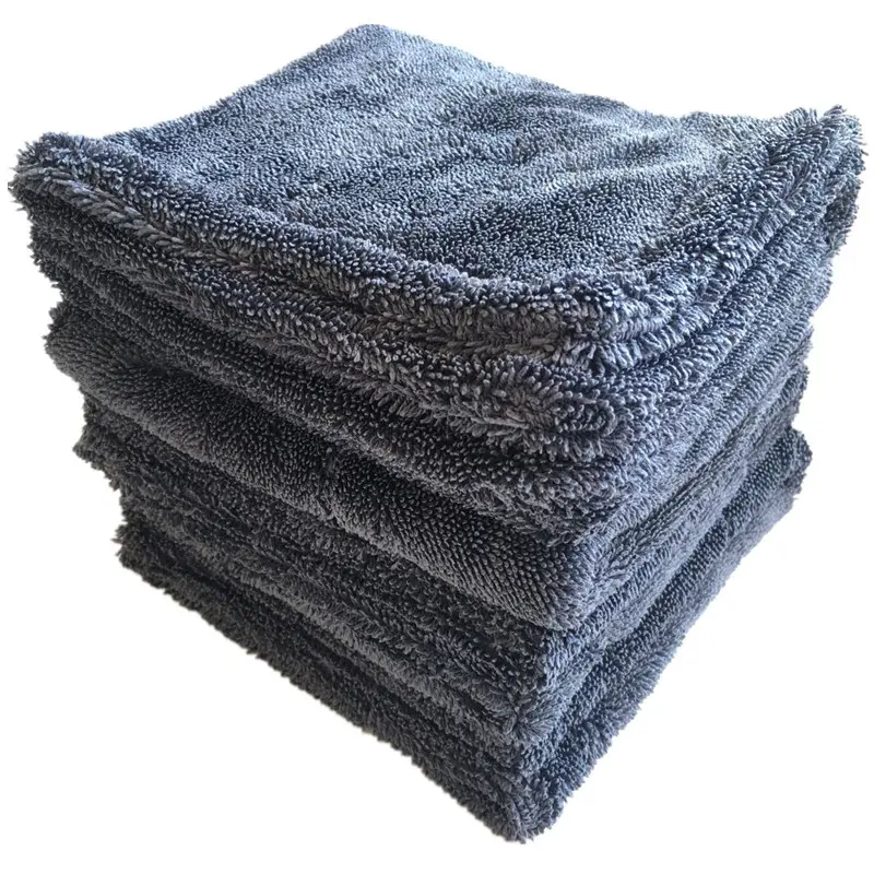 Asciugamani per autolavaggio in microfibra materiale di qualità bordi ordinati addensare rapidamente asciutto doppio strato 40*40cm 600gsm logo personalizzato