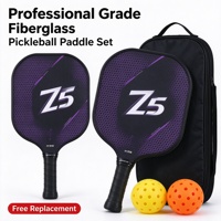 Ensemble de raquettes de pickleball personnalisées en fibre de verre de 16 mm avec noyau en polymère mousse, balles et sac de transport – Vente en gros directe usine