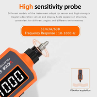 63 RuoShui Handheld 0~1999um 10 to 1000Hz with Build-in Probe Portable Vibrometro Vibrate Test Meter Vibration Meter