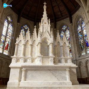 Grand Autel Religieux d'Église Intérieur <span class=keywords><strong>en</strong></span> Pierre Naturelle Sculptée à la Main, <span class=keywords><strong>Table</strong></span> d'Altar Catholique <span class=keywords><strong>en</strong></span> Marbre pour la Prière - Product Image 5