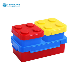 Lonchera Bento Estilo Bloques <span class=keywords><strong>de</strong></span> Construcción, Contenedor <span class=keywords><strong>de</strong></span> Alimentos Apilable a Prueba <span class=keywords><strong>de</strong></span> Fugas para Niños, Picnic - Product Image 1