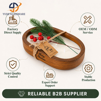 Support de bougie en bois d'acacia naturel fait main, centre de table de Noël rustique, plateau pour bougies piliers, décoration de maison biologique pour les fêtes