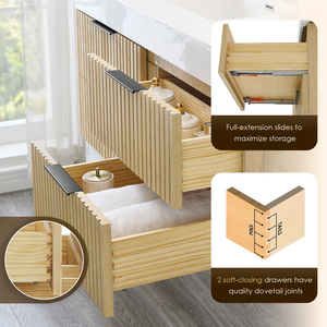 Mueble de <span class=keywords><strong>Baño</strong></span> Flotante Minimalista con Acabado Acanalado, Mueble de Lavabo de Pared con 4 Cajones y Encimera Integrada <span class=keywords><strong>para</strong></span> <span class=keywords><strong>Baño</strong></span> - Product Image 4