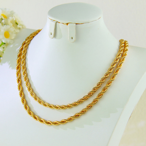 Luxury Dubai Gold Plated Twist <b>Rope</b> <b>Chain</b> 45cm 60cm 21k Gold Color Fashion <b>Chain</b> Necklace for Women Daily Wear - Product Image 6